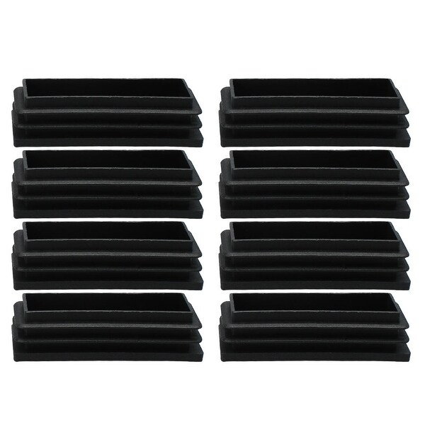 8pcs Plastic Rectangle 30 x 70mm Ribbed Tube Inserts Pipe Tubing End Covers Caps Furniture Glide Floor Protector Black