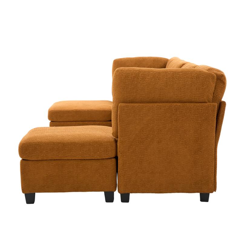 Modular Sleeper Sofa Bed U-shaped Sectional Couches with Hidden Storage Seat and Ottomans, Freely Combinable Chaise Lounge Sofa