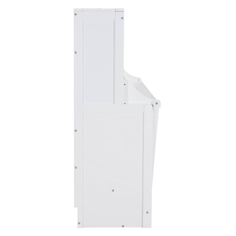 Full Size Horizontal Murphy Bed with Desk, Murphy Bed Cabinet with Storage, Space-Saving Folding Wall Bed Frame for Bedroom