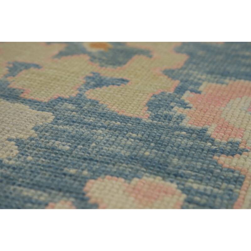 Hand Knotted Oriental 100% Wool Carpet Transitional All-Over Navy Blue & Blues Oushak Area Rug - 11' 8'' X 7' 8''
