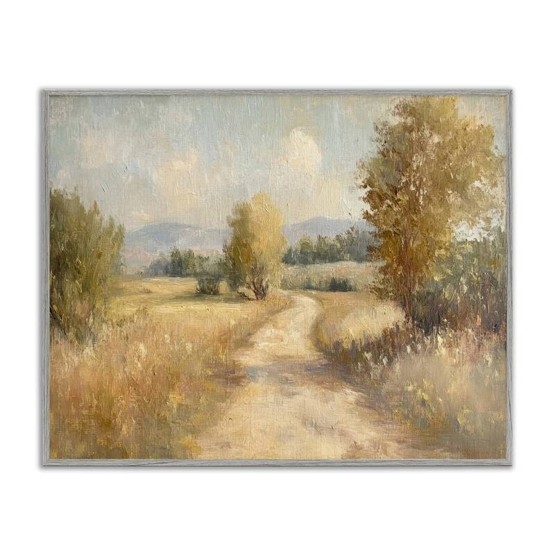 Stupell Gravel Road Landscape Framed Giclee Art Design By Petal Prints Design - 14 x 11 - Grey