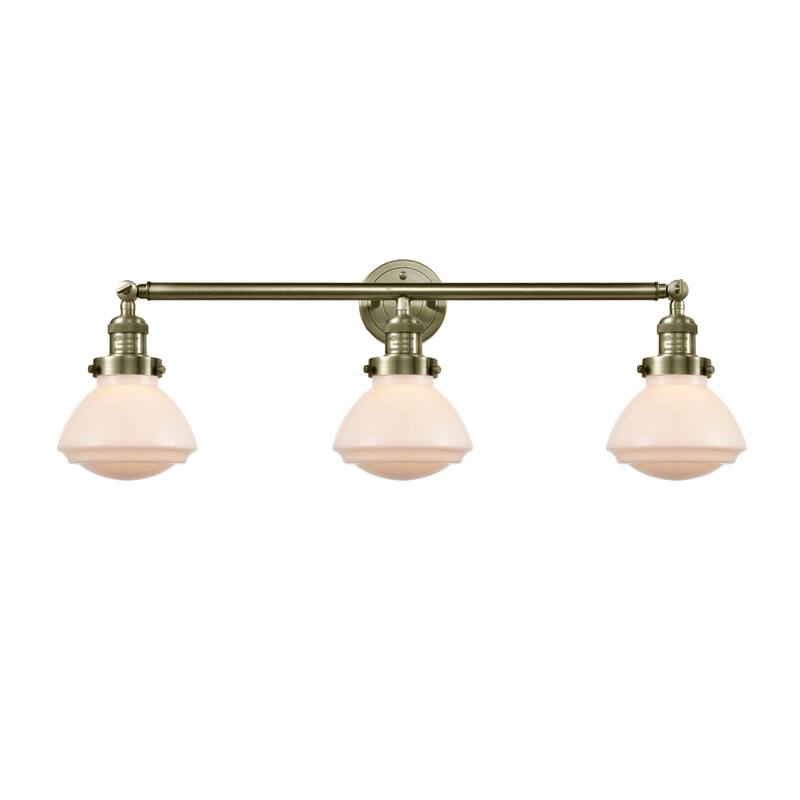 Innovations Lighting Olean 3 Light 31" Wide Bathroom Vanity Light - Antique Brass / Matte White