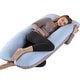 preview thumbnail 6 of 5, 55" Dual-Sided U-Shaped Pregnancy Pillow with Cooling Cover Grey and Blue