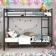 preview thumbnail 1 of 31, Full Over Full Metal Bunk Bed with Contemporary Design & Safety Features Black