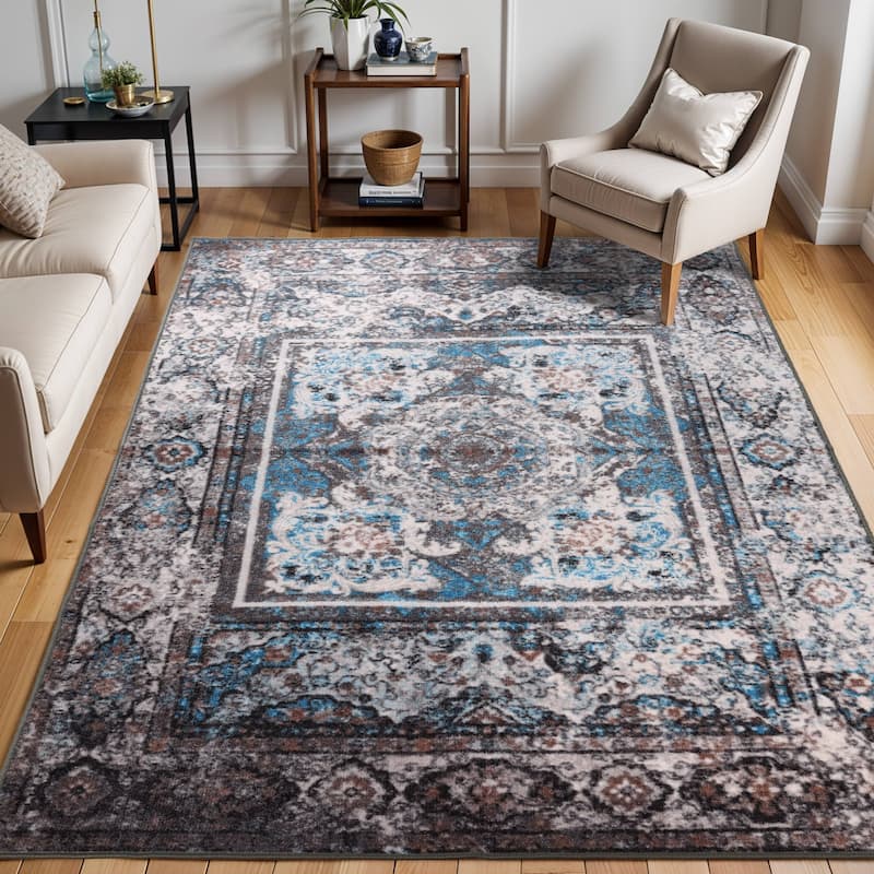 Superior Ezra Medallion Non-Slip Washable Indoor Runner or Area Rug - 8' x 10'