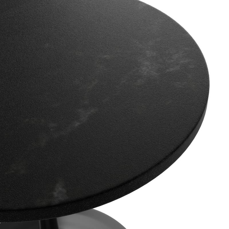 LeisureMod Verve 27" Round Dining Table with MDF Wood TableTop and Black Steel Base for Kitchen & Dining Room - 27.56"