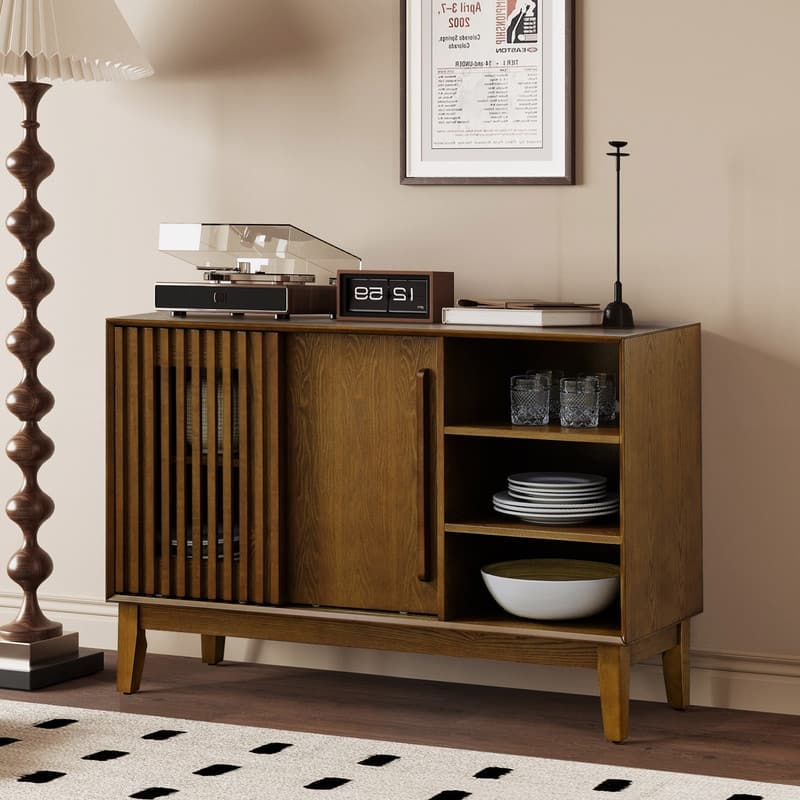Farmhouse 47.25" Sideboard Buffet Cabinet with Storage and Solid Wood Feet for Stylish Home Organization