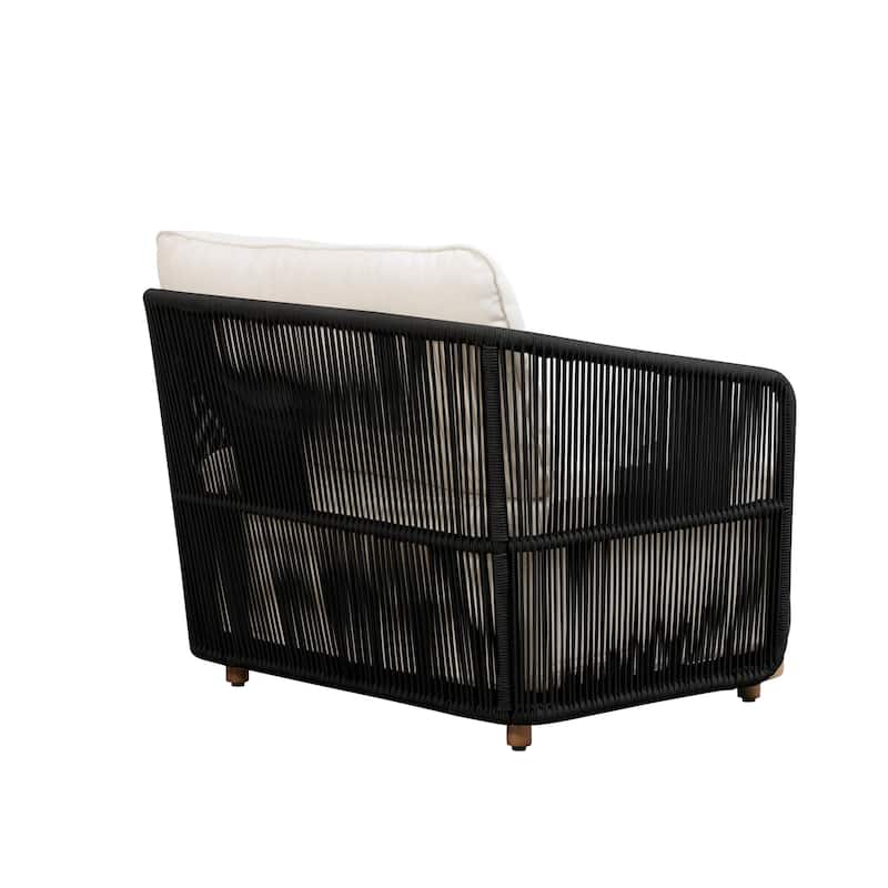 Alpine Teak Wood Outdoor Arm Chair with Rope Design