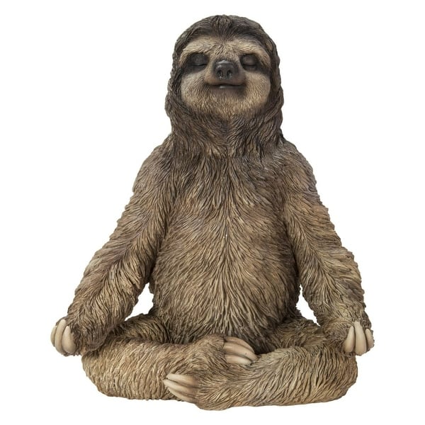 Sloth Ringing Bell Meditating Sloth Outdoor Garden Statue - 9.75