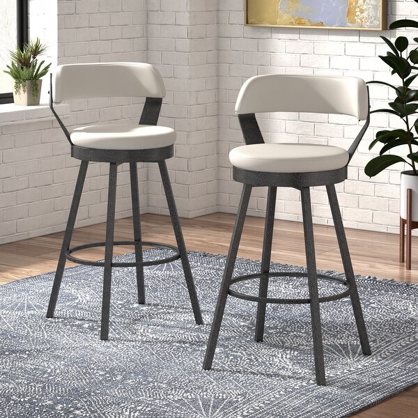 Grinzau Faux Leather Metal Swivel Stools (Set of 2) - On