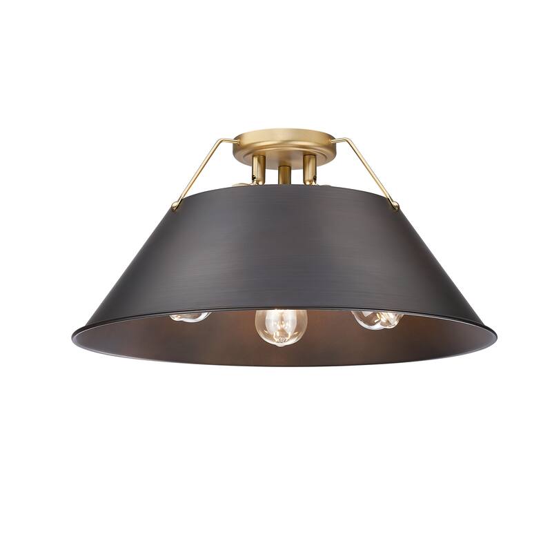 Orwell 3-Light Flush Mount in Brushed Champagne Bronze with Rubbed Bronze - Gold