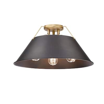 Orwell 3-Light Flush Mount in Brushed Champagne Bronze with Rubbed Bronze - Gold