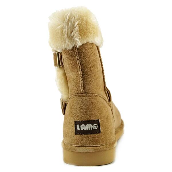 Lamo Cresson Suede Leather Buckle Detail Womens Ankle Boots w//Faux Fur Trim