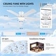 preview thumbnail 33 of 34, Kviflon 46 or 52 Inch Flush Mount Ceiling Fan with Light and Remote,5 Dual Side Blades for Living Room Bedroom Kitchen