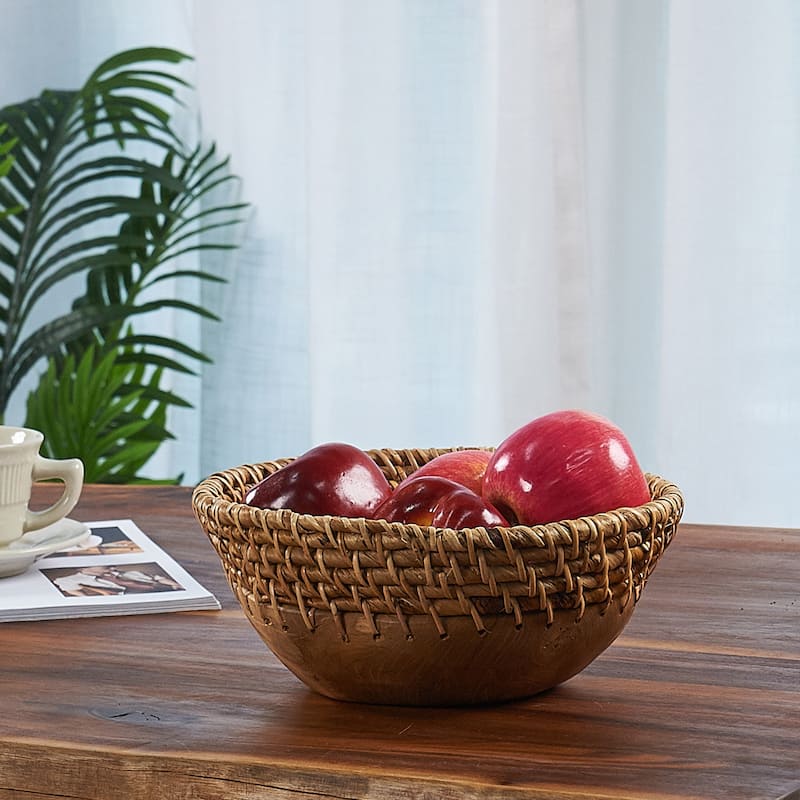 Home Soft Things Sonic Round Bowl Handmade Woven Basket - 9.8" x 9.8" x 3.5" - 9.8" x 9.8" x 3.5"