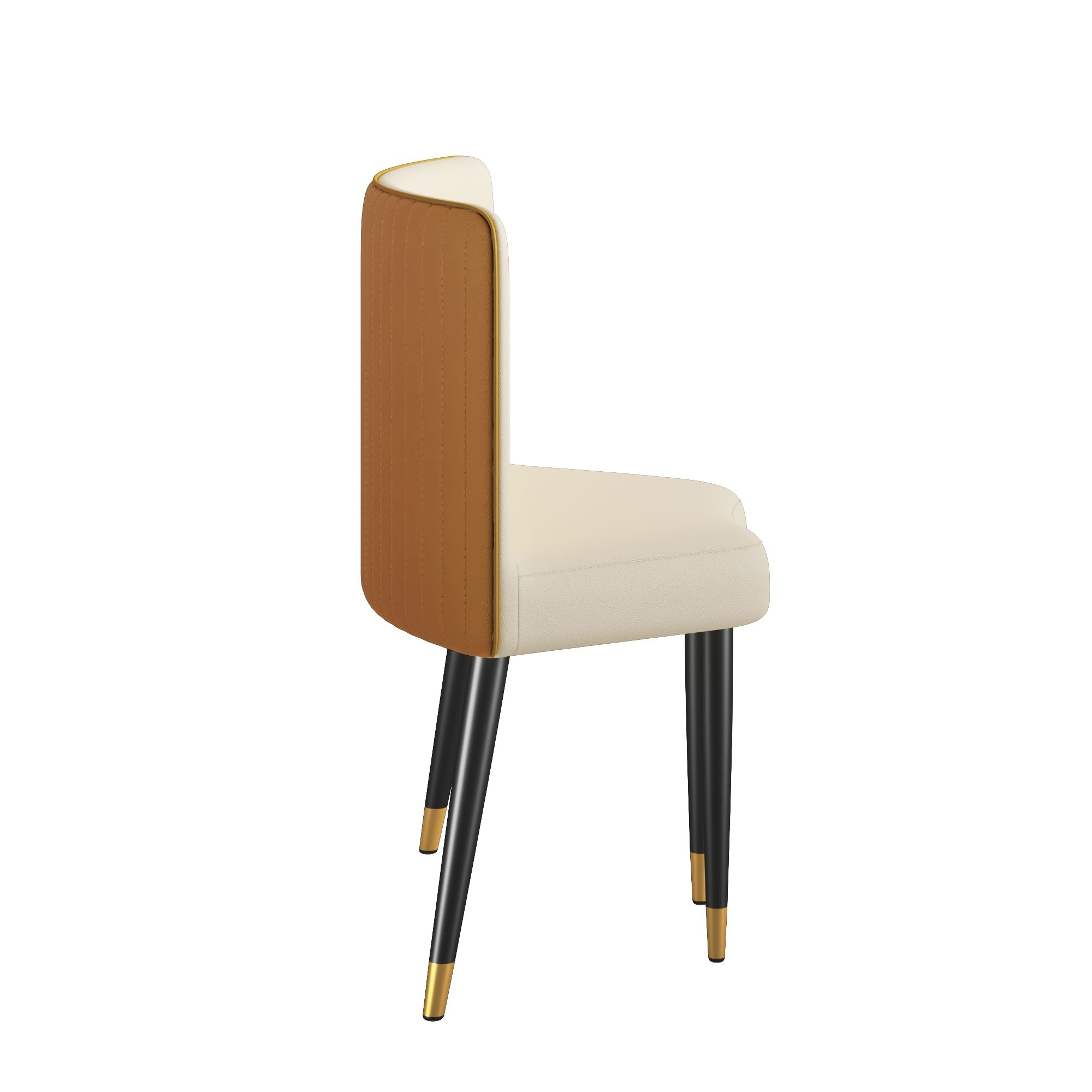 JASIWAY Modern Beige Faux Leather Chair with Metal Leg(Set JASIWAY Modern Beige Faux Leather Chair with Metal Leg(Set