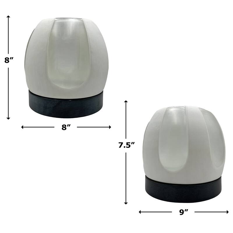 Set of 2 Decorative Handmade Glass Serene Spheres Vase in White