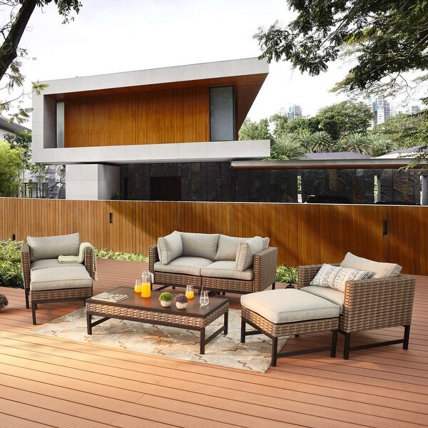 Patio Festival Right Angle 7 Piece Outdoor Conversation Set Bed