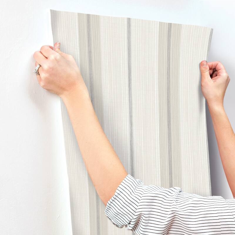 Chris Loves Julia x A-Street Prints Ames Grey Linen Stripe Wallpaper