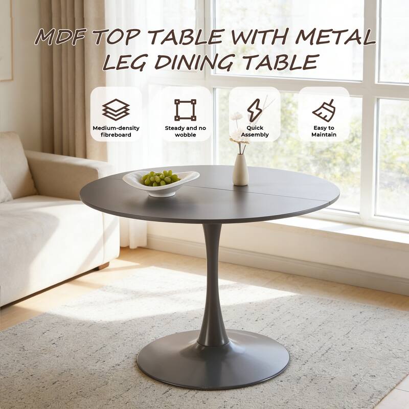 42.1"Tulip Table, Mid-Century Dining Table For 4-6 People - Round MDF Table Top (The Tabletop Consists Of Two Panels)