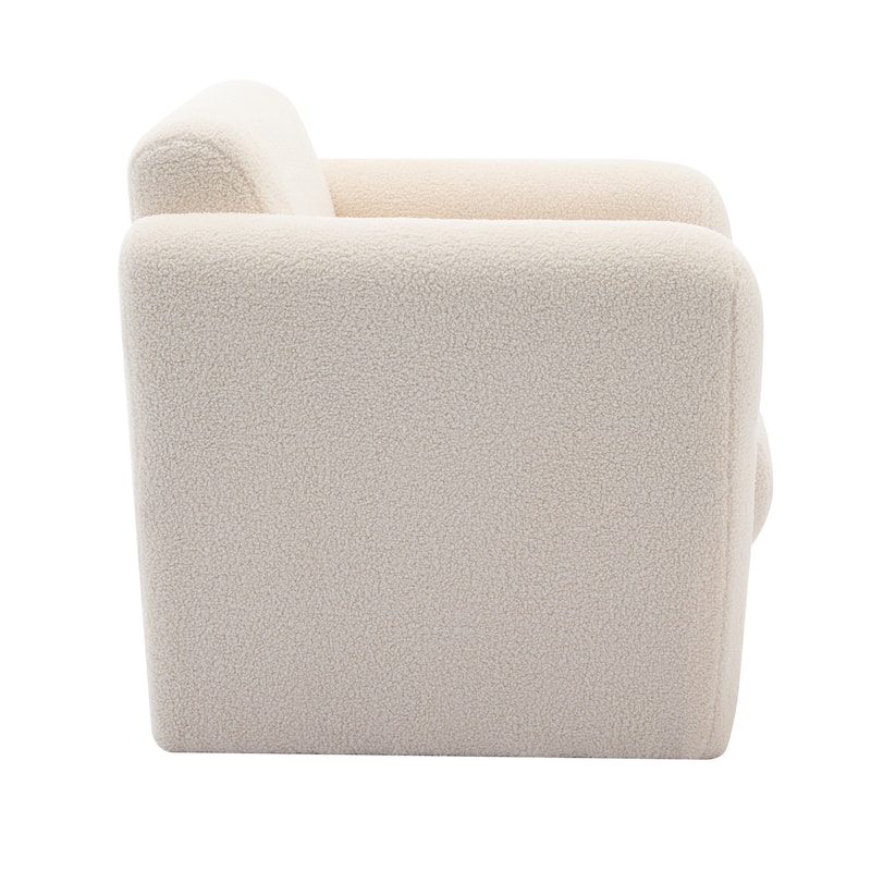 Cream 30.7" Sherpa Fabric Accent Chair