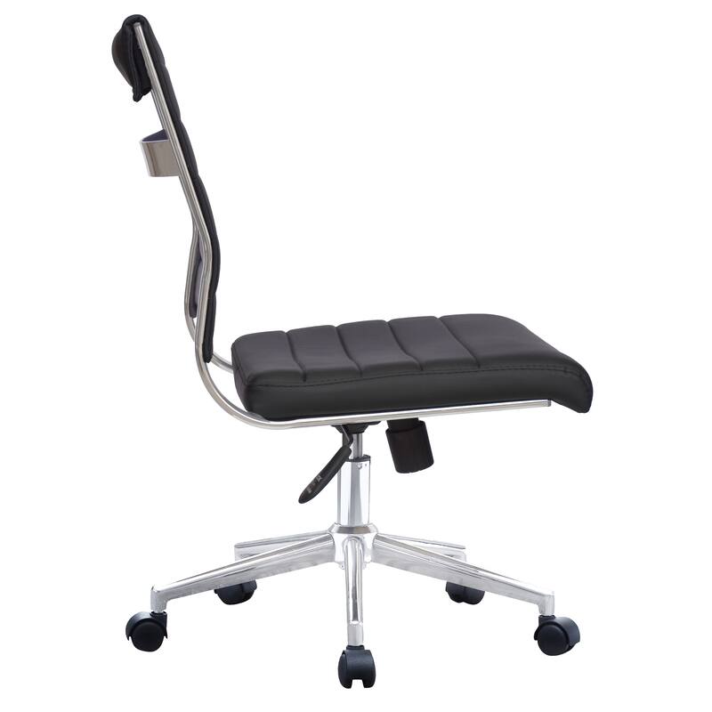 Set of 2 Modern Ergonomic Executive Mid back PU Leather Office Chairs No Arms Rest Tilt Adjustable Height With Wheels