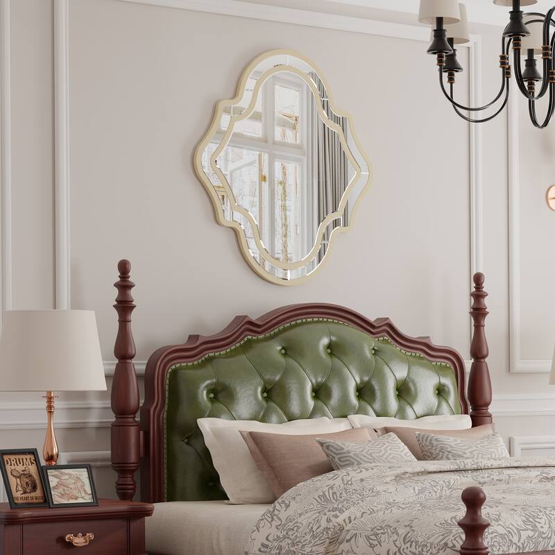 Irregular Silver Wall Decor Mirror Golden Rim for European Style