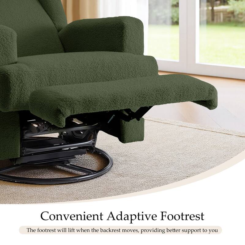 UIXE Upholstered Chenille/Boucle Swivel Glider Rocker Recliner