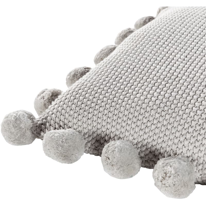 Livabliss Pam Knitted Pom Pom 18-inch Throw Pillow