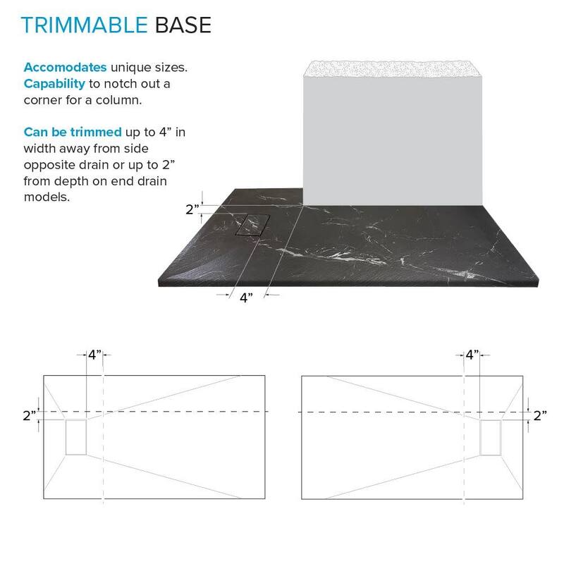 Transolid FZSP6032 59-1/8" x 31-1/2" Rectangular Shower Base with