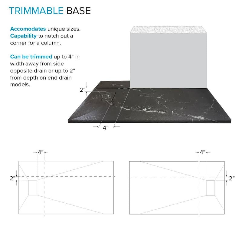 Transolid FZSP6036 59-1/8" x 35-1/2" Rectangular Shower Base with