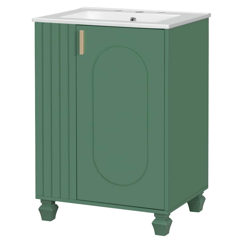 Roomfitters Bathroom Vanity with Sink, Cabinet with Door Shelf and Side Open Storage, Solid Wood Frame, Soft Closing Door
