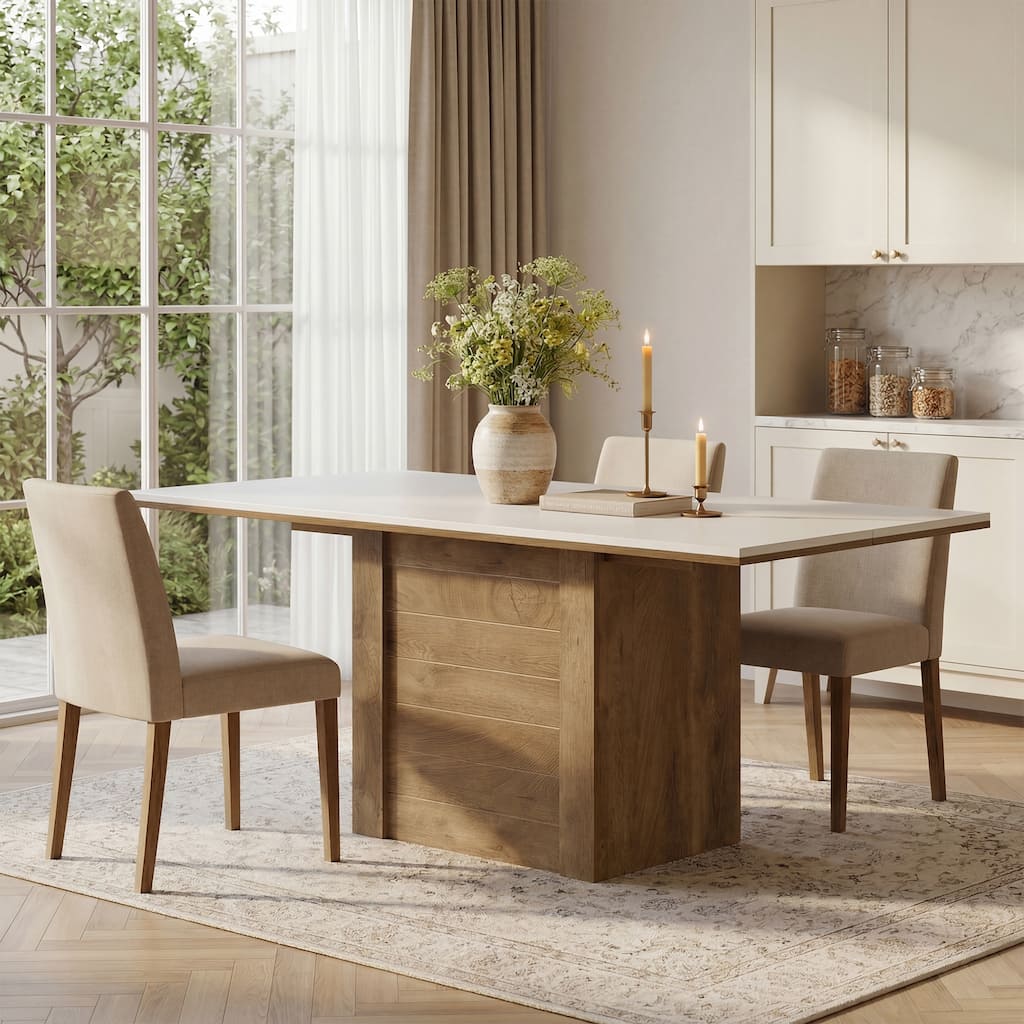 55" Dining Table for 4 to 6 People, Farmhouse Kitchen Table