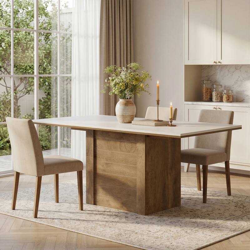 55" Rectangular Dining Table for 4 to 6 People, Kitchen Table for Dining Room & Living Room