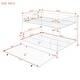dimension image slide 0 of 2, Full XL Over Queen Metal Bunk Bed w/ Twin Size Trundle, Dorm Convertible Heavy-Duty Iron Bed Frame w/ Ladder & Safety Guardrails