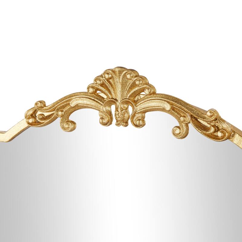 Metal Floral Room Wall Mirror with Floral Embellishments - Gold - Roche River Decor