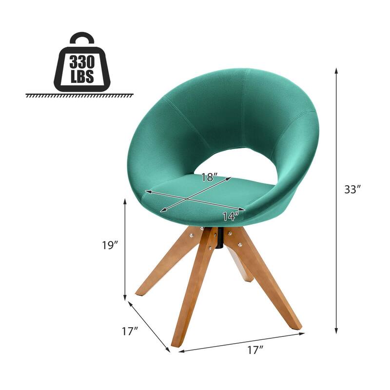 Gymax Set of 2 Swivel Accent Chair Modern Velvet Vanity Chair w/ Wood