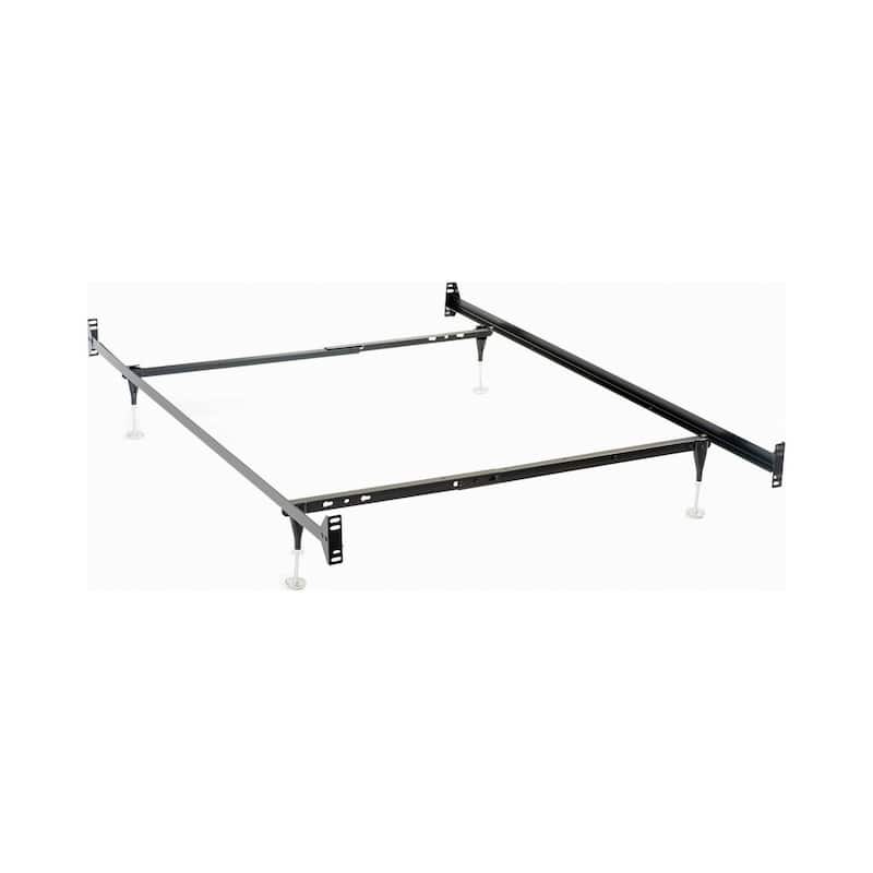 Nit Multisize Bed Frame, Twin or Full, 4 Legs with Glides, Black Metal