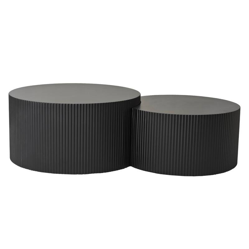 Vertical Stripe Design Nesting Coffee Table Set for Living Room