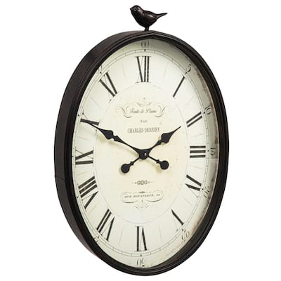 Metal Wall Clock with Bird