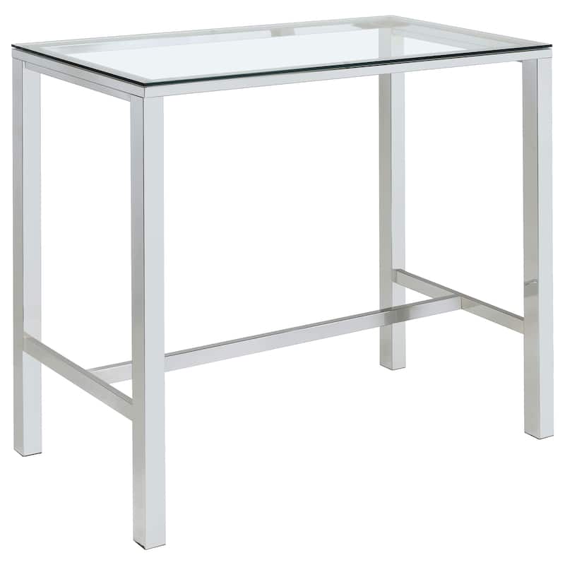 Tolbert Rectangular 47-inch Glass Top Pub Bar Table Chrome - Chrome