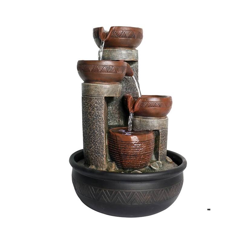 4-Tier Tabletop Water Fountain with Lights, 15.7-inch