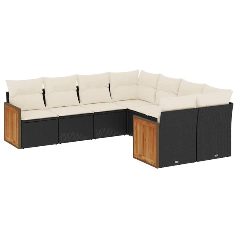 vidaXL Garden Sofa Set Black - 24.4 x 24.4 x 27.2