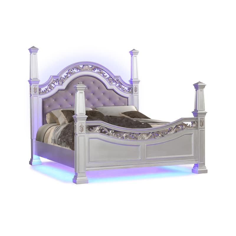 Valentina Silver Bedroom Set with LED Lighting