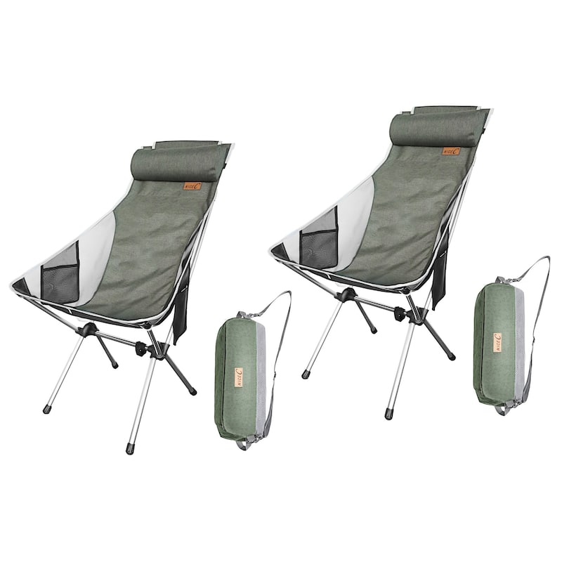Ultralight High Back Folding Camping Chair, Upgrade with Removable Pillow, Side Pocket & Carry Bag, Compact for Outdoor