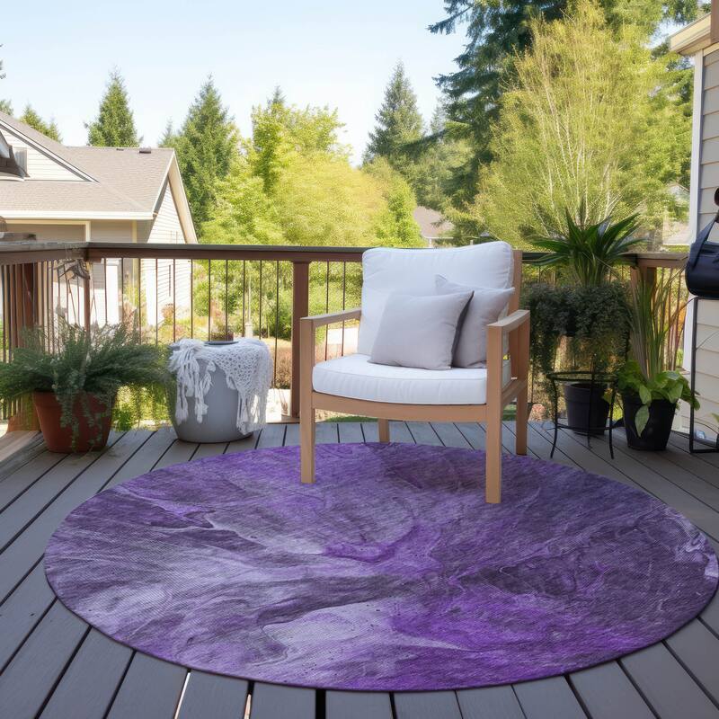 Machine Washable Indoor/ Outdoor Chantille Contemporary Splash Rug
