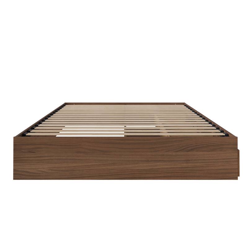 Nexera Bed Frame with 3-Drawer Storage, Reversible, Brown