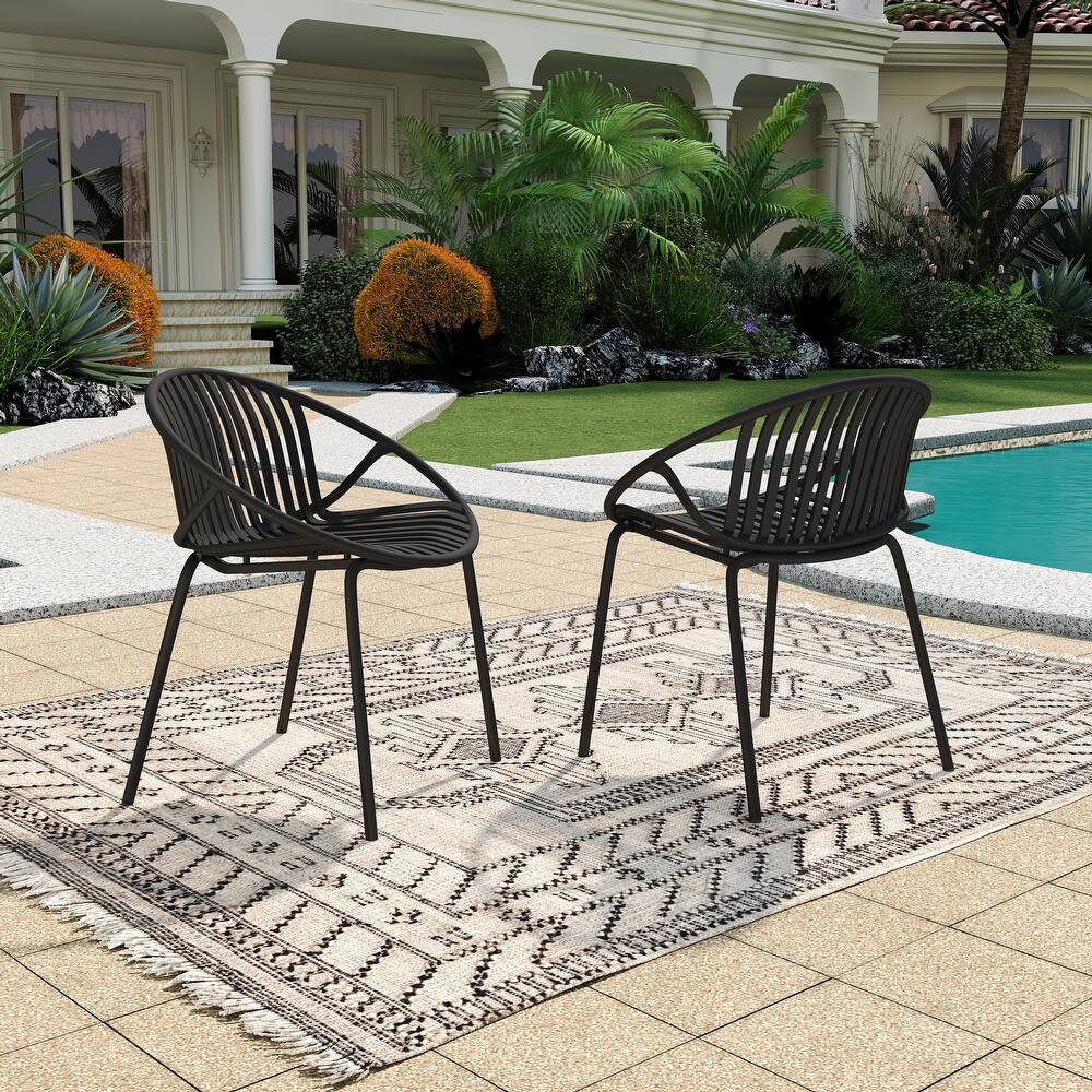 Christopher Knight Home - Emma Patio Outdoor Contemporary Plastic Stackable Dining Chairs