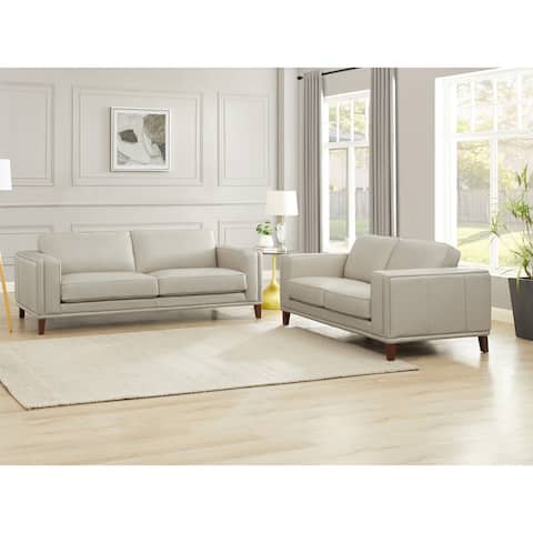Hydeline Lyon Top Grain Leather Sofa Set, Sofa and Loveseat - Sofa, Loveseat