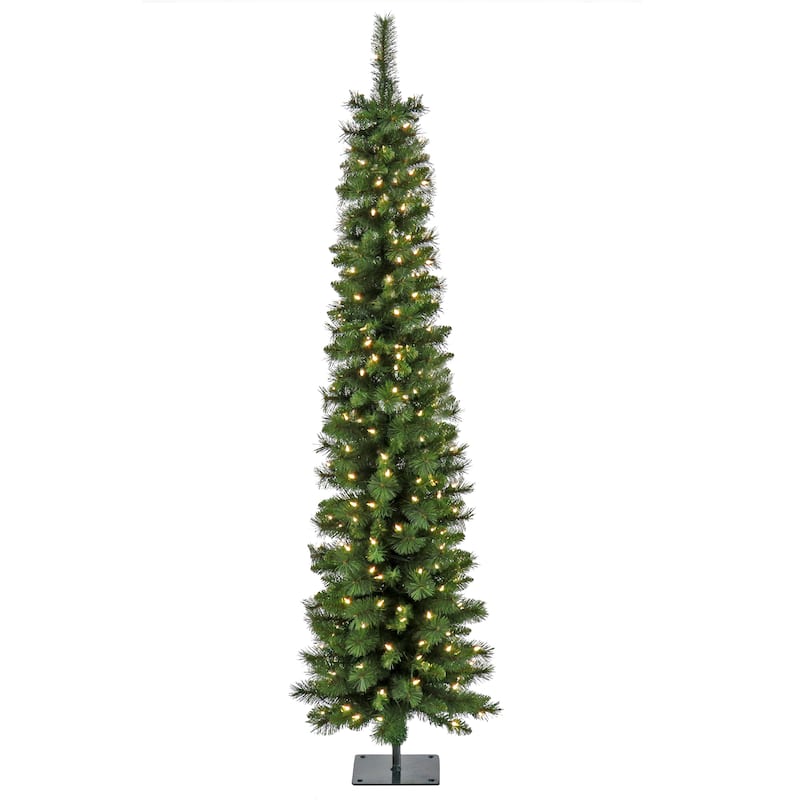 National Tree Company 6 ft. Pre-Lit Nooksack Fir Pencil Slim Tree with LED Lights - 6 Foot